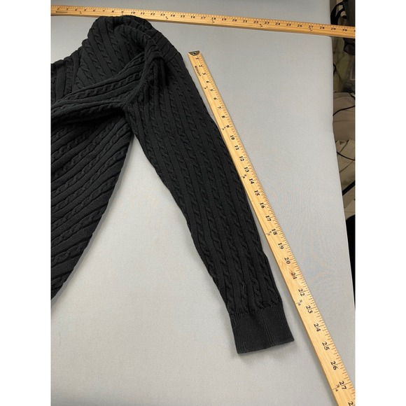 Brooks Brothers Golf Sweater XL Black Cable Knit Cotton Crewneck Mens Womens - Picture 9 of 9